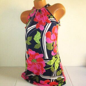 Trina Turk JuJu Floral Swirl Halter Mini Dress Size MEDIUM Blue Pink Nwt $168